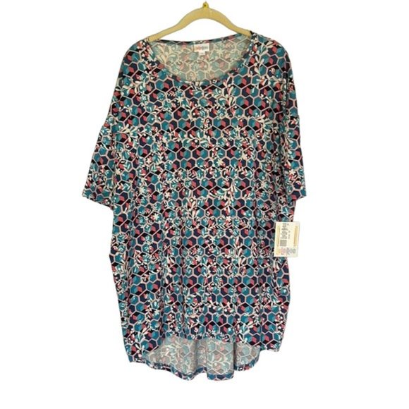 N Touch Women Plus 1x 2x Blue White Navy Elegant Chiffon Tunic Top